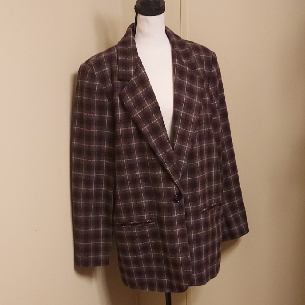 Sag Harbor Black and Red Wool Blend Jacket